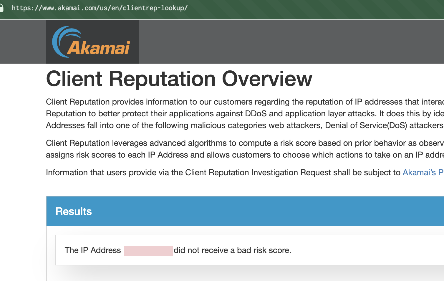 Akamai Clean IP Reputation